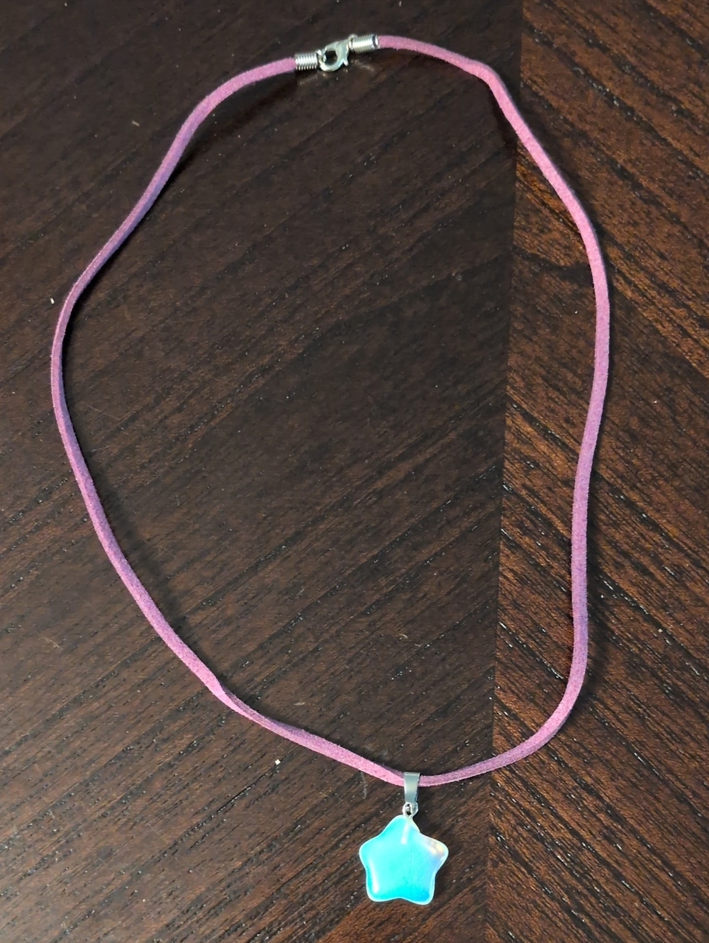 Purple Suede Cord Necklace with Opalite Star Pendant